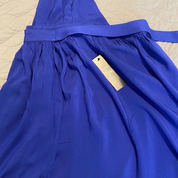 Lulu's Magical Movement Blue Halter Neck Wrap Rayon Maxi Dress - Picture 4 of 11